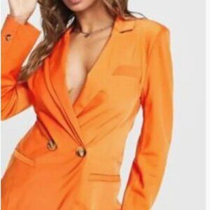 The Frolic twist back fitted blazer in orange satin